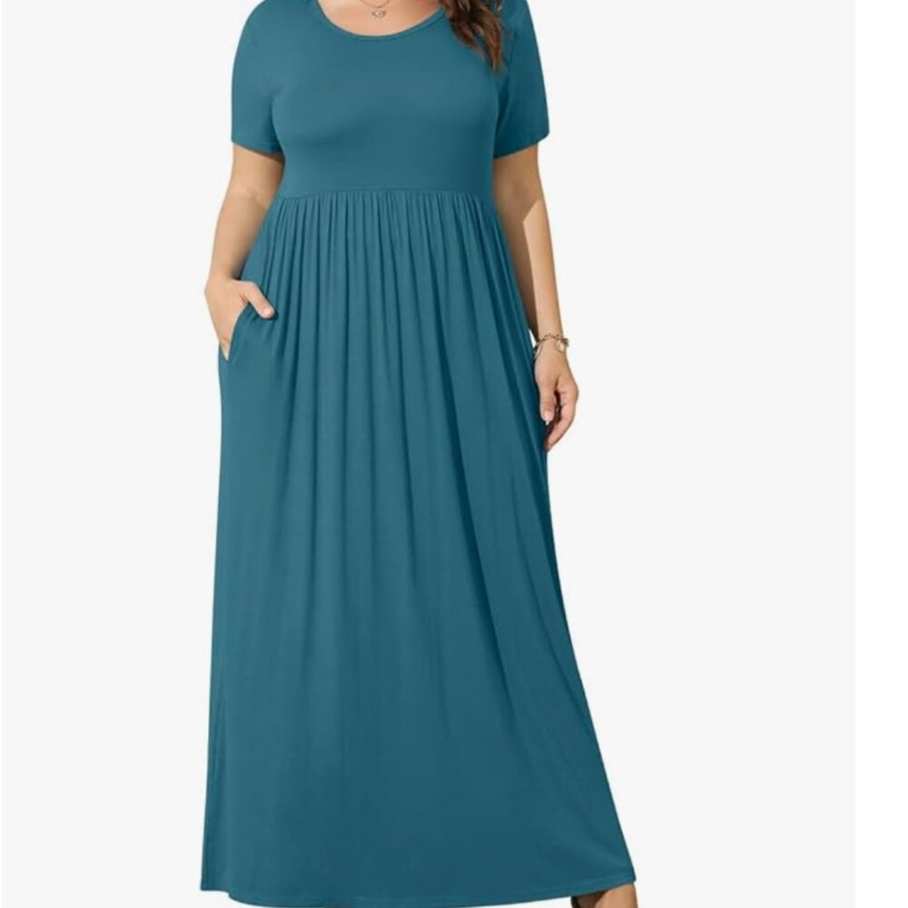 Maxi Dress Summer Casual Short Sleeve Long Dress Plus Size 5X - Maternity option